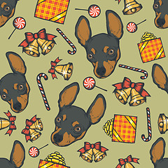 Image showing Year of the dog vector seamless pattern