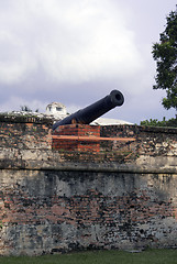 Image showing Wall and gun