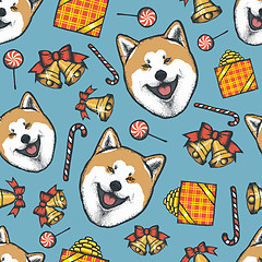 Image showing Year of the dog vector seamless pattern