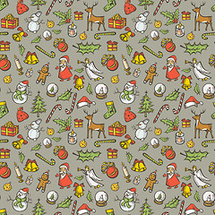 Image showing Vector Seamless pattern of Christmas and New Year elements