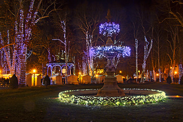 Image showing Zrinjevac park decorated by Christmas lights as part of Advent i