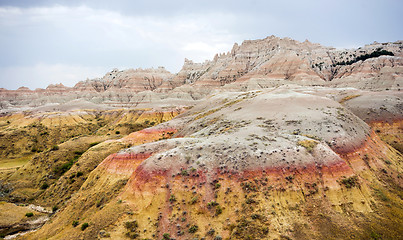 Image showing Rock Formations Badlands National Park Rural South Dakota