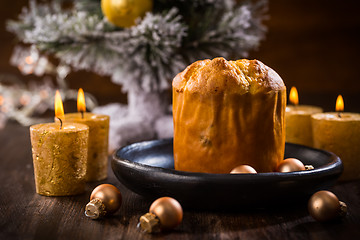 Image showing Traditional italian Panettone cake