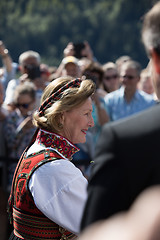 Image showing LOEN, NORWAY - MAY, 20 2017: Queen Sonja of Norway at the openin