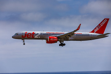 Image showing ARECIFE, SPAIN - APRIL, 15 2017: Boeing 757 - 200 of JET2 with t