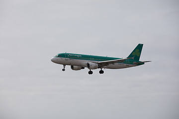 Image showing ARECIFE, SPAIN - APRIL, 15 2017: AirBus A320 of Aer Lingus ready