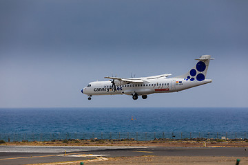 Image showing ARECIFE, SPAIN - APRIL, 16 2017: ATR 72 of canariafly.es with th