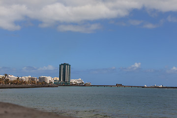 Image showing View of the tallest building in the capital Arrecife on Lanzarot