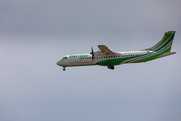 Image showing ARECIFE, SPAIN - APRIL, 16 2017: ATR 72 of Binter with the regis