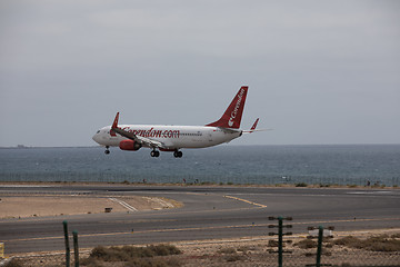 Image showing ARECIFE, SPAIN - APRIL, 15 2017: Boeing 737 - 800 of Corendon.co