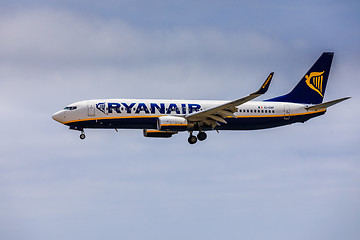 Image showing ARECIFE, SPAIN - APRIL, 15 2017: Boeing 737-800 of RYANAIR with 