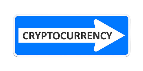 Image showing german one way sign with the word cryptocurrency