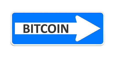 Image showing german one way sign with the word bitcoin