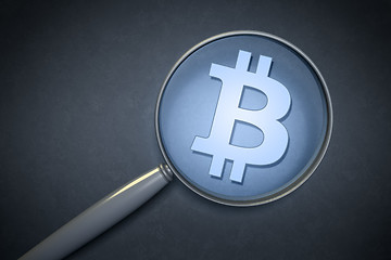 Image showing magnifying glass with a bitcoin sign