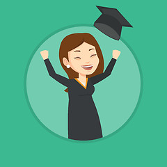 Image showing Graduate throwing up graduation hat.