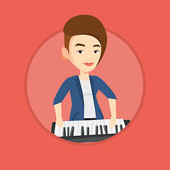 Image showing Woman playing piano vector illustration.