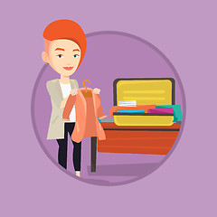 Image showing Woman packing his suitcase vector illustration.