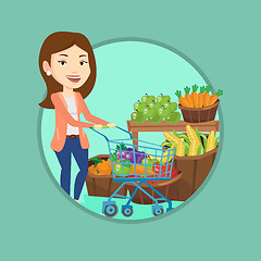 Image showing Customer with shopping cart vector illustration.