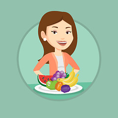 Image showing Woman with fresh fruits vector illustration.
