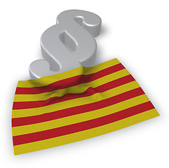 Image showing flag of catalonia and paragraph symbol - 3d illustration