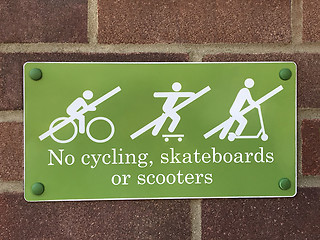 Image showing No Cycling Skateboards or Scooters Sign