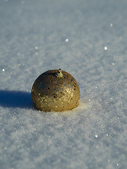 Image showing christmas balls decoration in snow