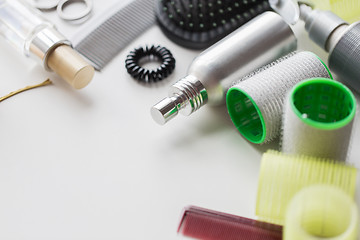 Image showing styling sprays, curlers and pins