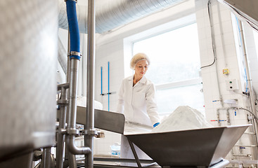 Image showing woman working at ice cream factory conveyor