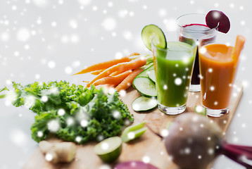 Image showing glasses with different vegetable fresh juices