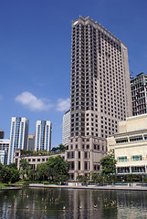 Image showing Buildings and fountain