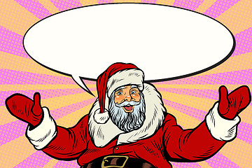 Image showing Promoter Santa Claus with comic bubble