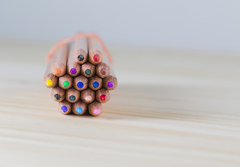 Image showing Bundle of Pencils on a Wooden Table