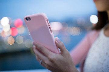 Image showing Woman use of cellphone at night