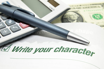 Image showing Write your character