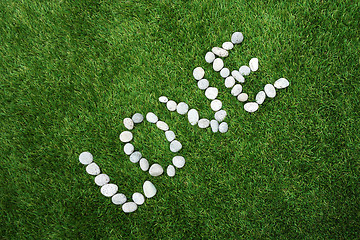 Image showing Word love made of pebble stones