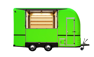 Image showing 3D illustration of green food truck