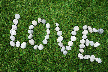 Image showing Word love made of pebble stones