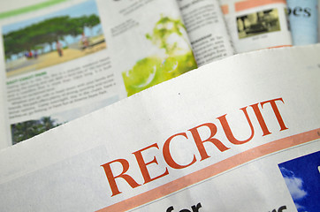 Image showing Recruit words on newspaper 