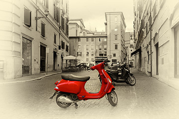 Image showing Motorbike on roman street