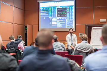 Image showing Speaker Giving a Talk at Business Meeting.