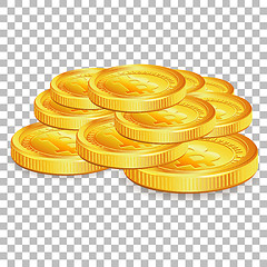 Image showing Stack Bitcoins on transparent background