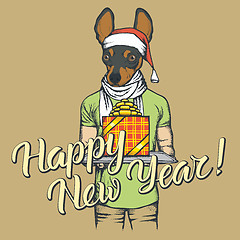 Image showing Dog vector illustration celebrating new year