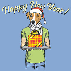 Image showing Dog vector illustration celebrating new year