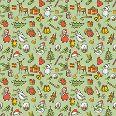 Image showing Vector Seamless pattern of Christmas and New Year elements