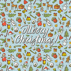 Image showing Vector Seamless pattern of Christmas and New Year elements