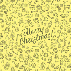 Image showing Vector Seamless pattern of Christmas and New Year elements