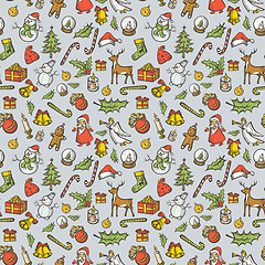 Image showing Vector Seamless pattern of Christmas and New Year elements