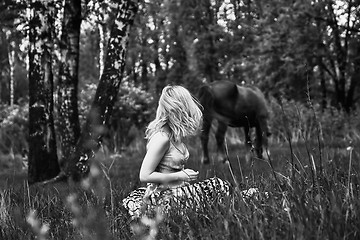 Image showing Blonde Woman In The Forest