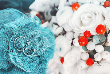 Image showing Wedding Engagement Rings Blurred Background