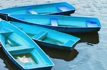 Image showing Blue Recreation Boats On The Water